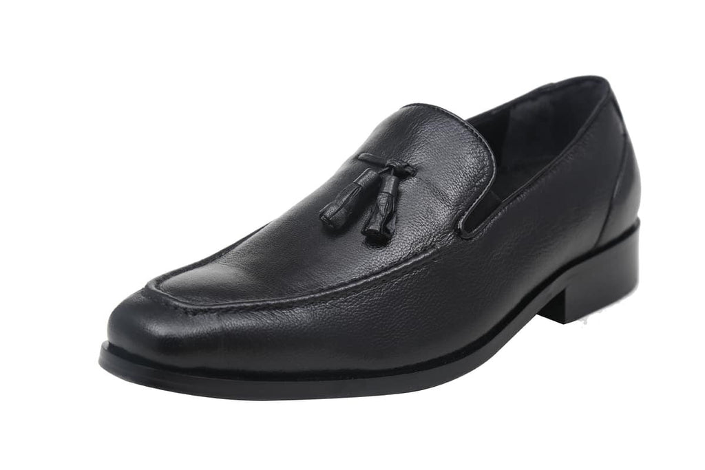 Blue Harpers Black Slip On Genuine Leather Formal Shoes