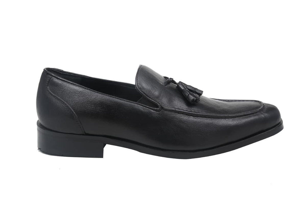 Blue Harpers Black Slip On Genuine Leather Formal Shoes