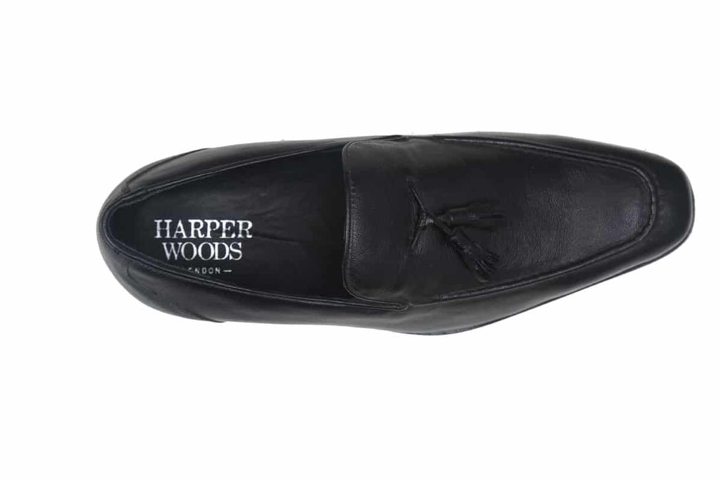 Blue Harpers Black Slip On Genuine Leather Formal Shoes