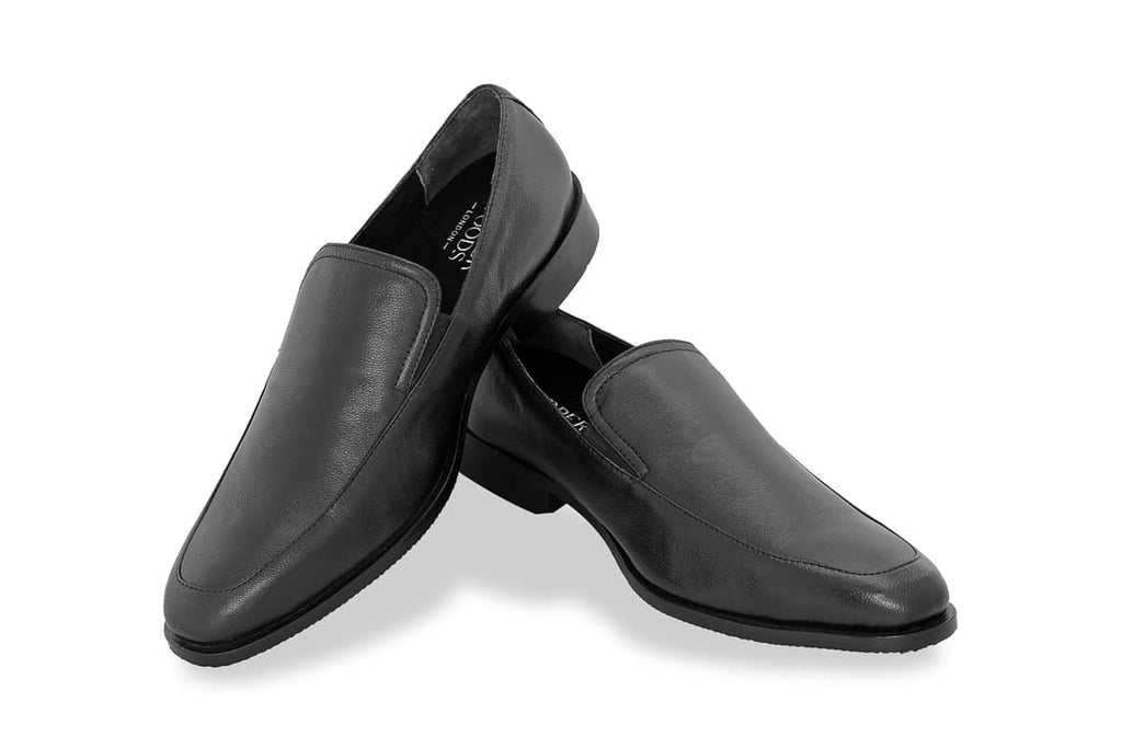 Blue Harpers Black Slip On Genuine Leather Formal Shoes