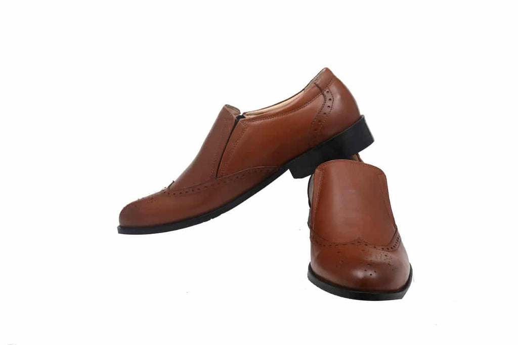 Blue Harpers Tan Slip On Genuine Leather Formal Shoes