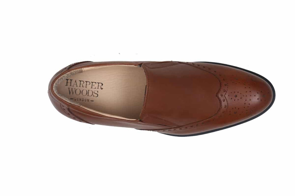 Blue Harpers Tan Slip On Genuine Leather Formal Shoes