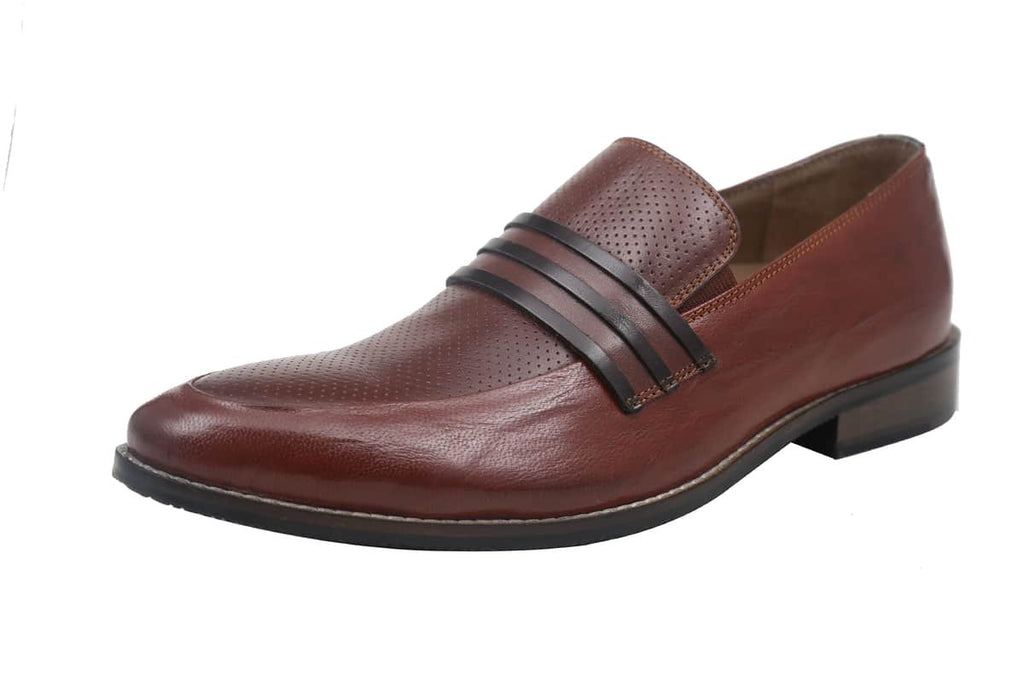 Blue Harpers Brown Slip On Genuine Leather Formal Shoes