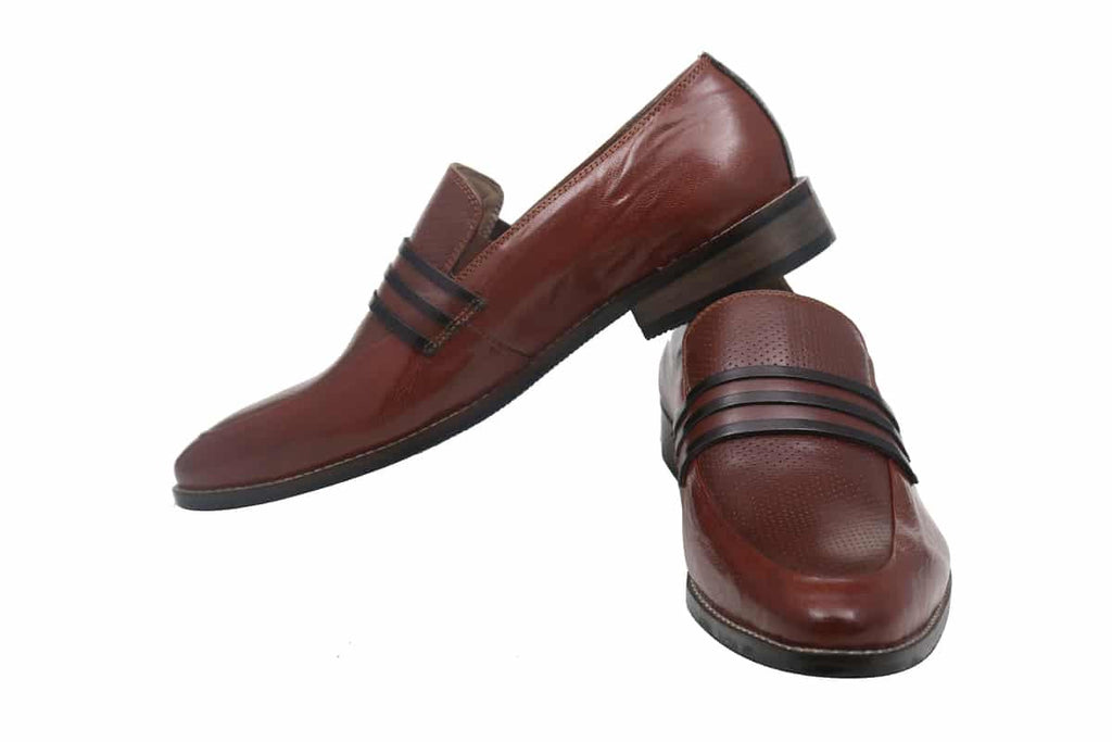 Blue Harpers Brown Slip On Genuine Leather Formal Shoes