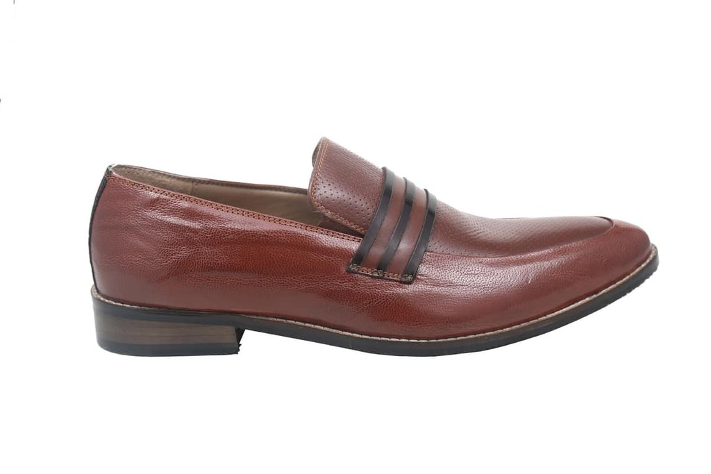 Blue Harpers Brown Slip On Genuine Leather Formal Shoes