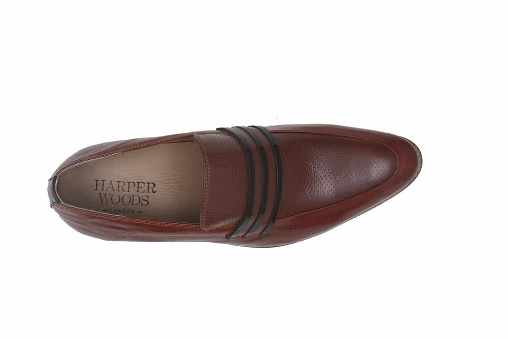 Blue Harpers Brown Slip On Genuine Leather Formal Shoes