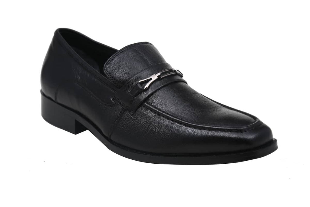 Blue Harpers Black Slip On Genuine Leather Formal Shoes