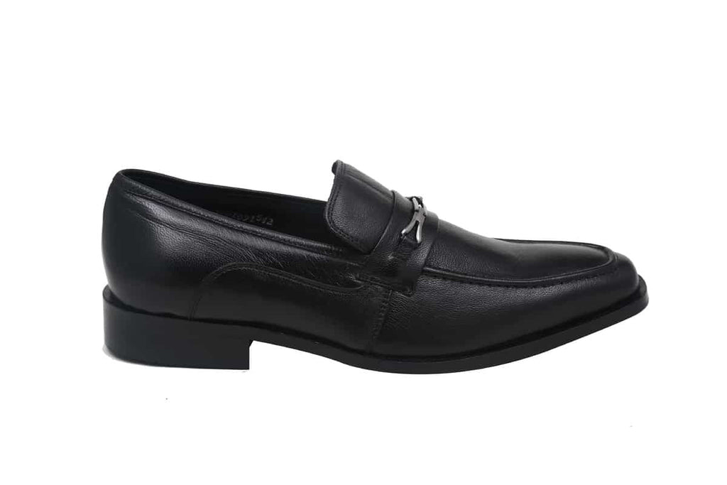 Blue Harpers Black Slip On Genuine Leather Formal Shoes