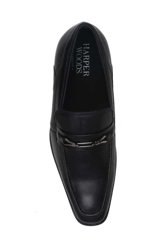 Blue Harpers Black Slip On Genuine Leather Formal Shoes