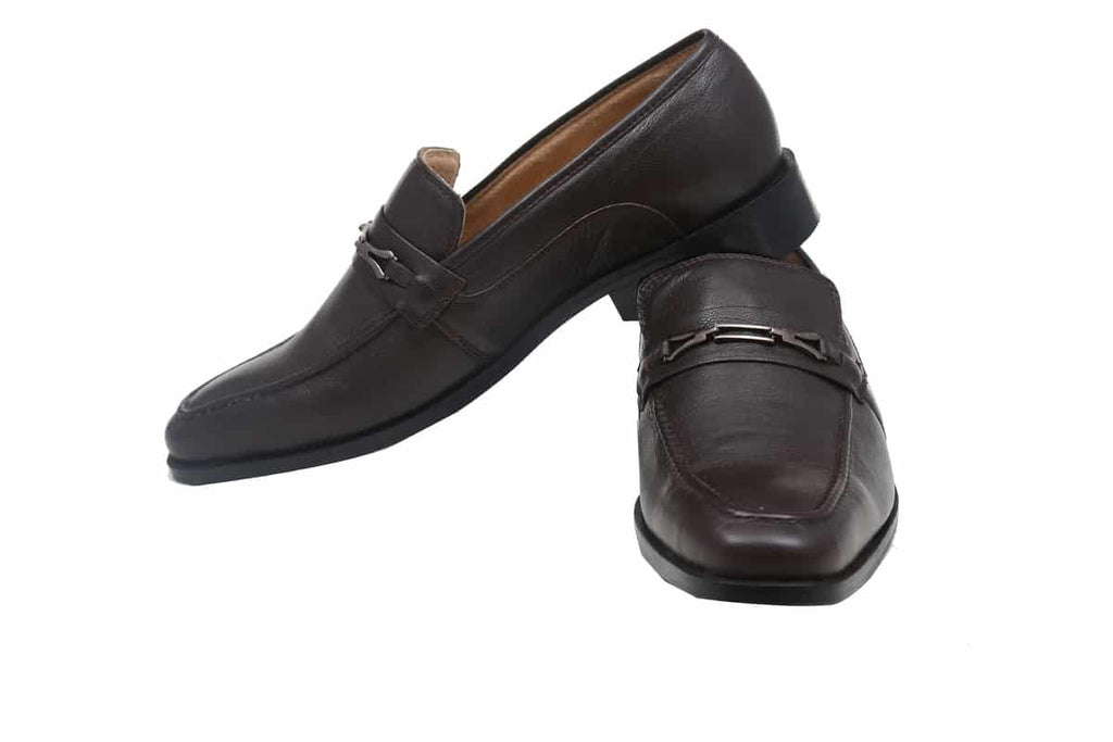 Blue Harpers Brown Slip On Genuine Leather Formal Shoes